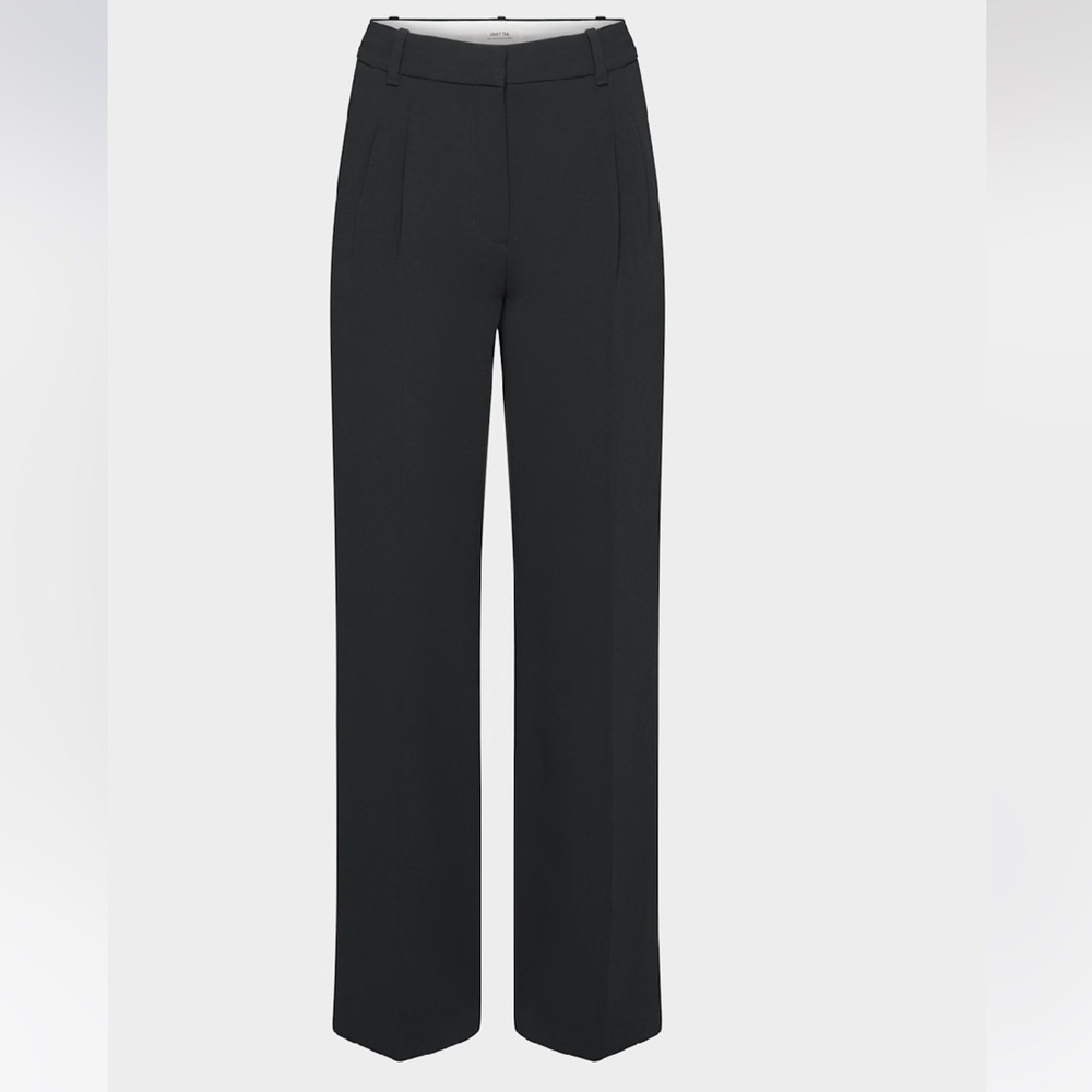 Aritzia Effortless Black High-Waisted Trousers Wide Leg
